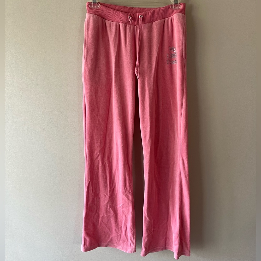 Dolls Kill x My Little Pony Rhinestone Pink Velour Track Pants Size L
